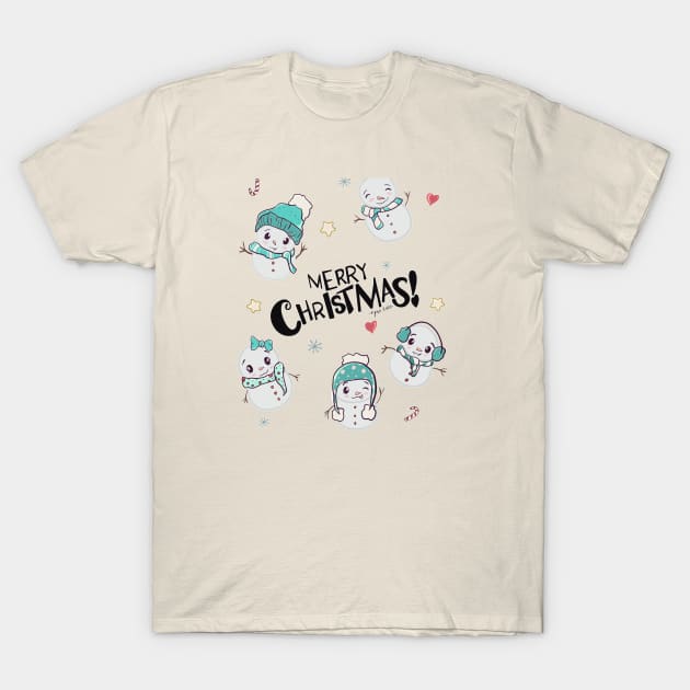 Funny and Kawaii Christmas T-Shirt by KyasSan